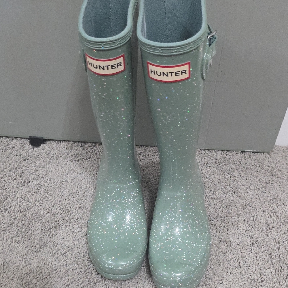 Hunter Sparkle Green Boots